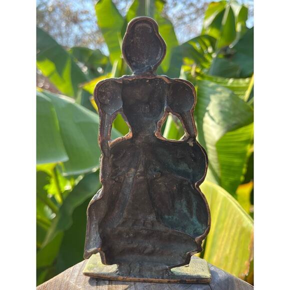 Antique Vintage 1800s?? Elegant Brass Lady 7" tall. Stands.English.Figurine - Picture 5 of 10